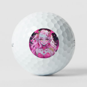 Kawaii Pinkcore Fantasy Demon Anime Girl Golf Balls