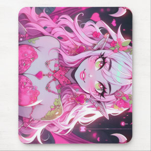Kawaii Pinkcore Fantasy Demon Anime Girl Mouse Mat