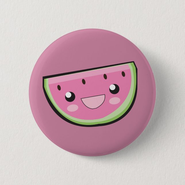 Kawaii Pins: Watermelon 6 Cm Round Badge (Front)