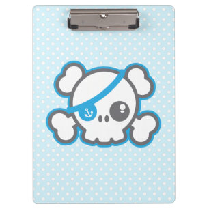 Kawaii Pirate Skull Clip Board