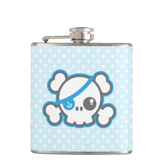 Kawaii Pirate Skull Flask (Front)