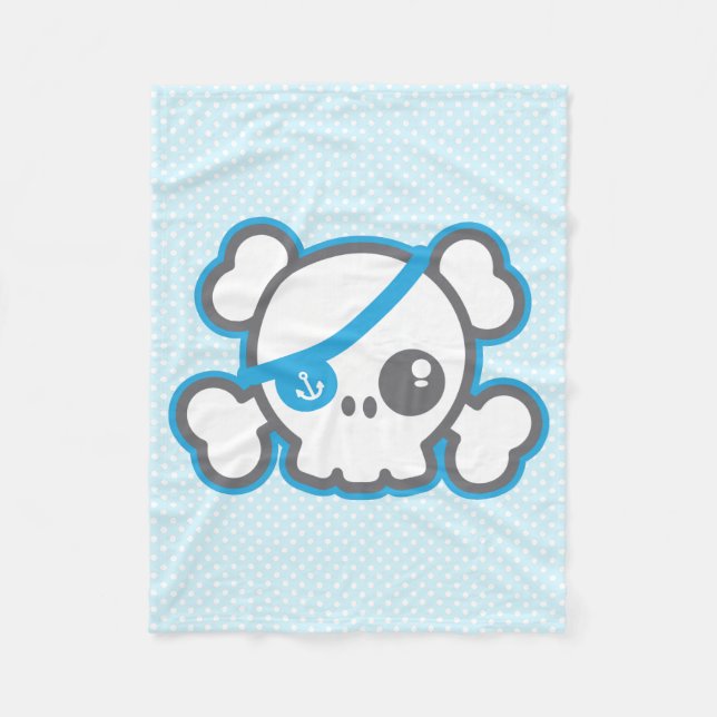 Kawaii Pirate Skull Fleece Blanket (Front)