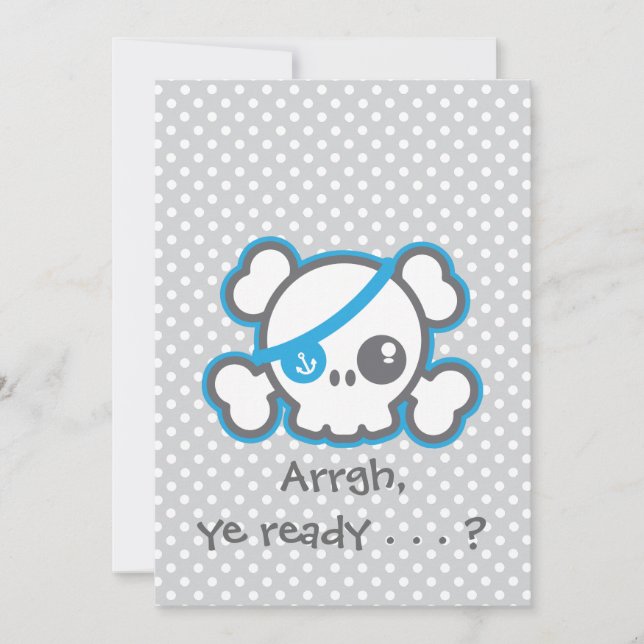 Kawaii Pirate Skull Halloween Party Invitation (Front)