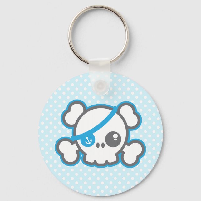 Kawaii Pirate Skull Keychain (Front)