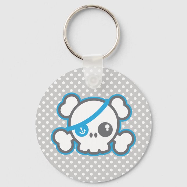 Kawaii Pirate Skull Keychain (Front)