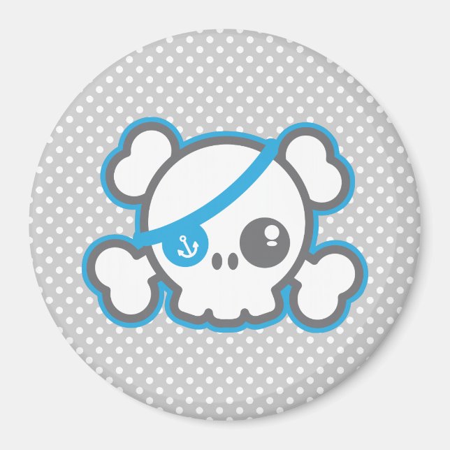 Kawaii Pirate Skull Magnet (Front)
