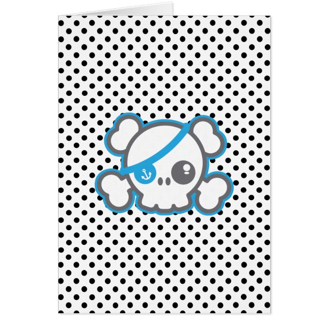 Kawaii Pirate Skull Note Card (Front)
