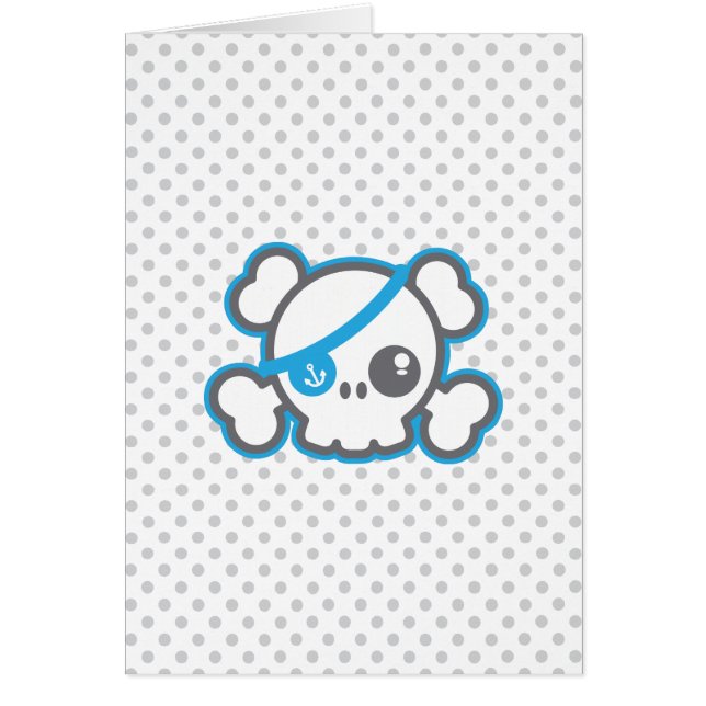 Kawaii Pirate Skull Note Card (Front)