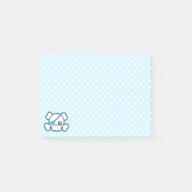 Kawaii Pirate Skull Sticky Note Cards (Front)