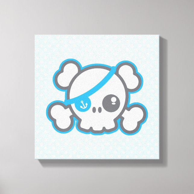 Kawaii Pirate Skull Wrapped Canvas (Front)
