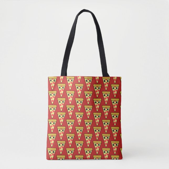 Kawaii Pizza Slice Red TP Tote Bag (Front)