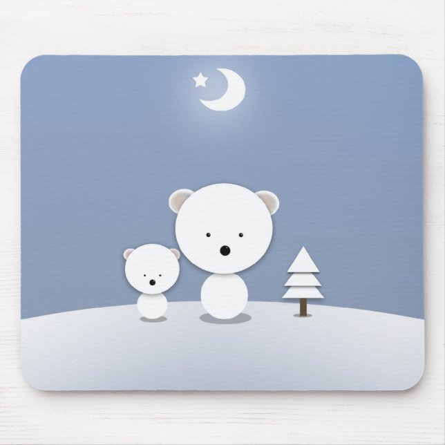 Kawaii Polar Bears Mousepad (Front)