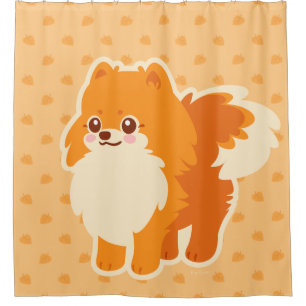 Kawaii Pomeranian Cartoon Dog Shower Curtain