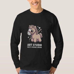 Kawaii Pony Art Studio Meets Riding Arena Horse T-Shirt