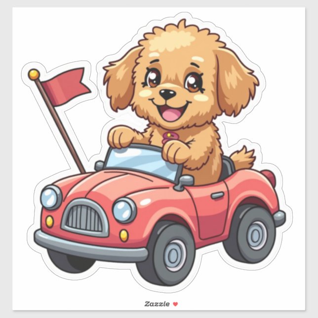 Kawaii poodle in toy car (Sheet)