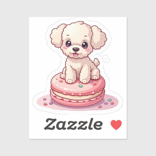 Kawaii Poodle Sitting on Macaron (Sheet)