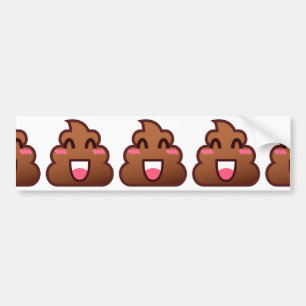 kawaii poop emojis bumper sticker