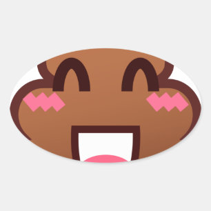 kawaii poop emojis oval sticker