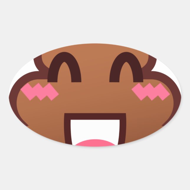 kawaii poop emojis oval sticker (Front)
