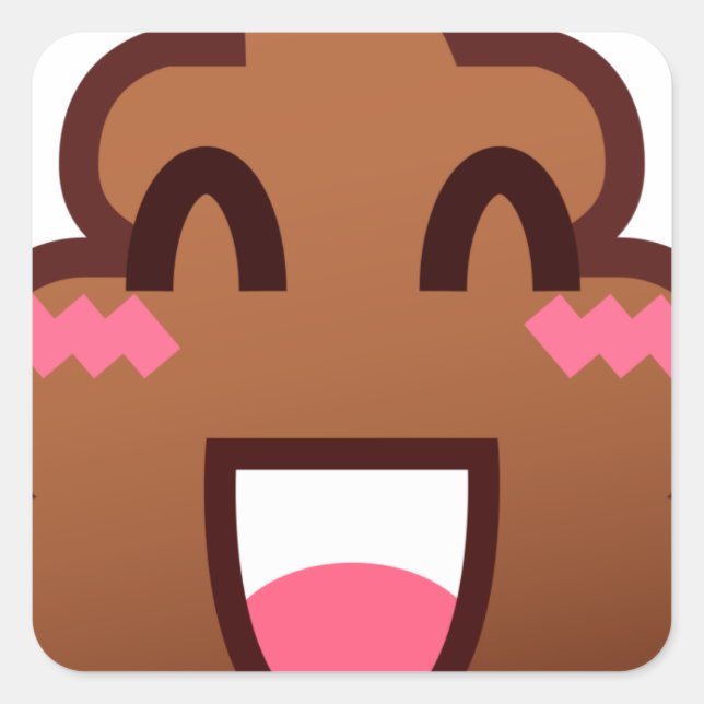 kawaii poop emojis square sticker (Front)
