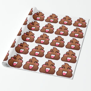 kawaii poop emojis wrapping paper