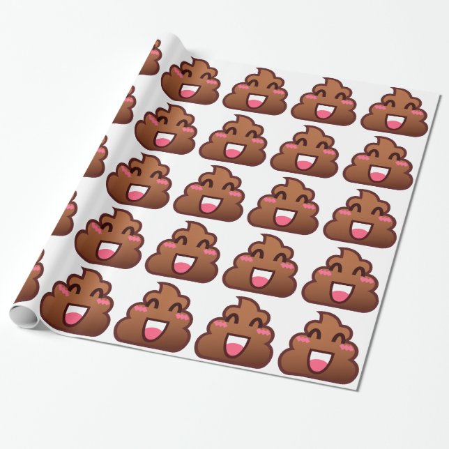 kawaii poop emojis wrapping paper (Unrolled)