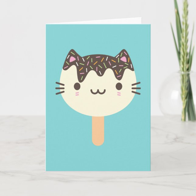 Kawaii Popsicle Cat Card (Front)