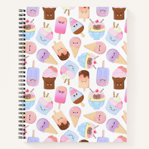 Kawaii Popsicle Pattern Adorable Hand-Drawn Ice Cr Notebook