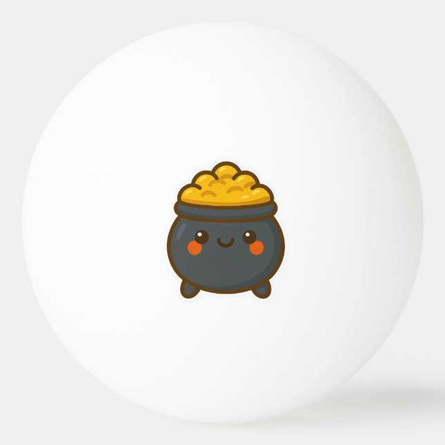Kawaii Pot of Gold Ping Pong Ball (Front)