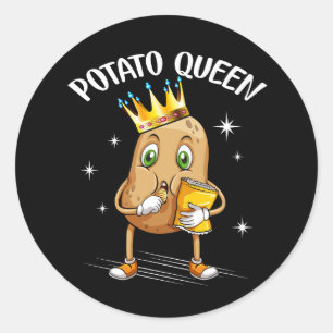 Kawaii Potato Queen Graphic Vegetable Potato Lover Classic Round Sticker