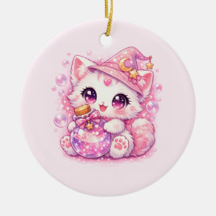 Kawaii Potion Witch Kitty Ceramic Tree Decoration