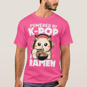 Kawaii Powered By K-Pop And Ramen Cute Kpop Cat Mu T-Shirt