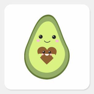 Kawaii Pregnant Avocado Cute Mum Motherhood Baby Square Sticker