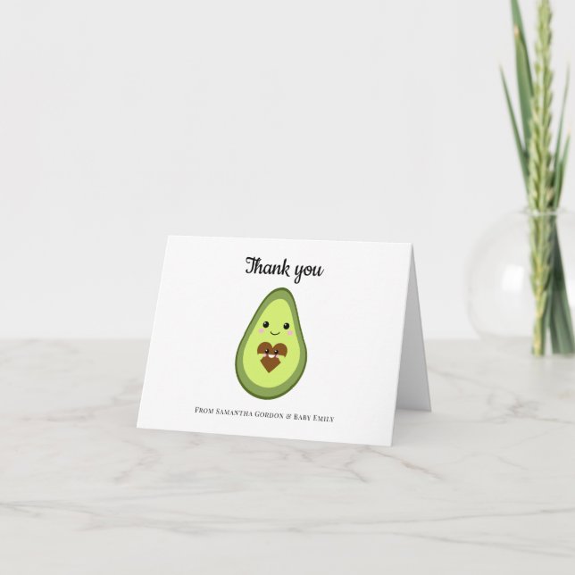 Kawaii Pregnant Avocado Thank you Baby Shower (Front)