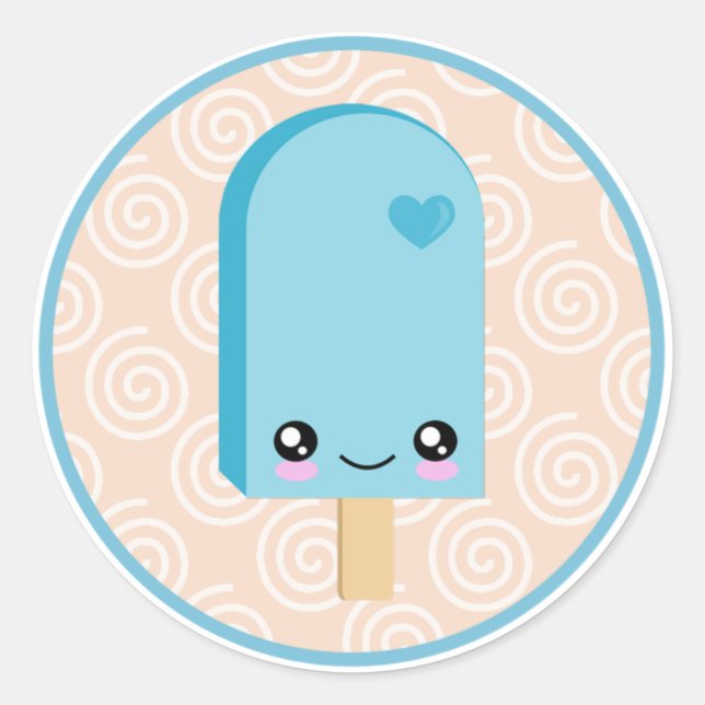 Kawaii Pretty Aqua Blue Popsicle Stickers (Front)