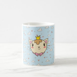 Kawaii Princess Cat Illustration Coffee Mug