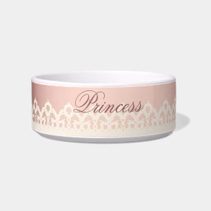 Kawaii princess girly chic white lace pink bow bowl