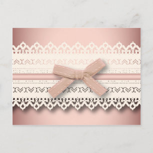 Kawaii princess girly chic white lace pink bow postcard