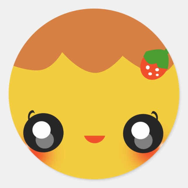Kawaii Pudding Classic Round Sticker (Front)