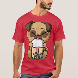 Kawaii Pug Dog Boba Milk Tea Bubble Tea Anime T-Shirt