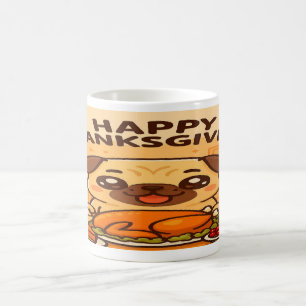 Kawaii Pug Feast- Happy Thanksgiving Mug