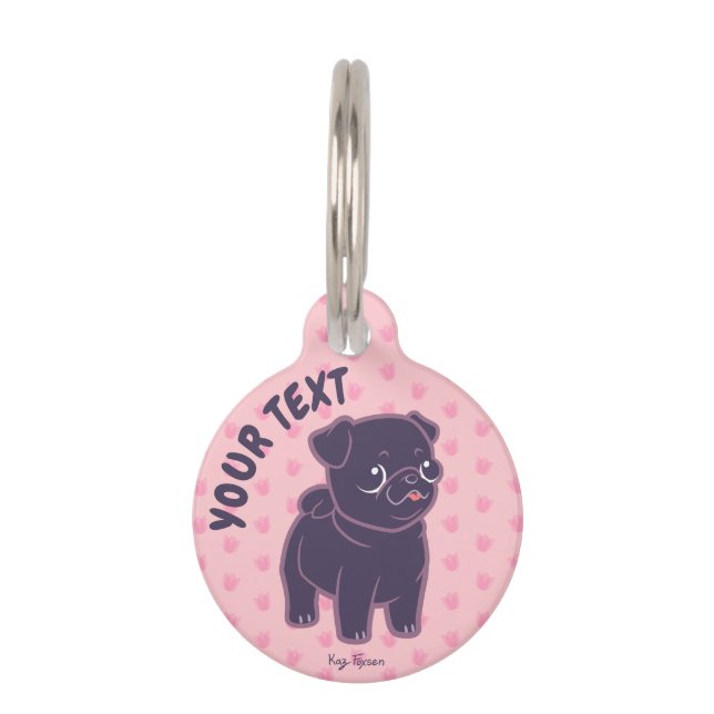 Kawaii Pug Pet Tag (Front)