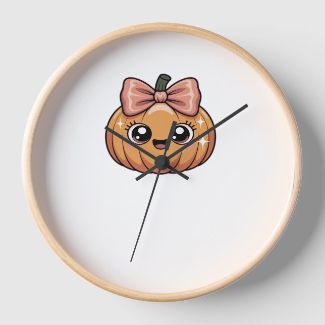kawaii pumpkin Classic T-Shirt Clock (Front)