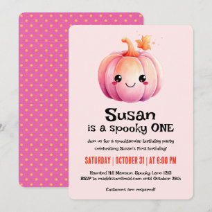 Kawaii Pumpkin Halloween Birthday Party Invitation