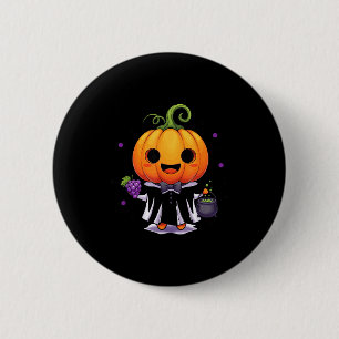Kawaii pumpkin witch halloween trick or treat 6 cm round badge