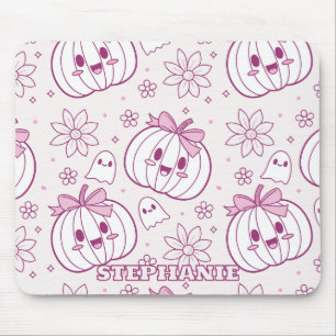 Kawaii Pumpkins, Ghosts & Flowers Mouse Mat