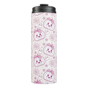 Kawaii Pumpkins, Ghosts & Flowers Thermal Tumbler