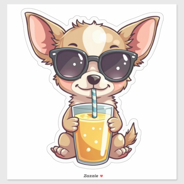 Kawaii Pup Drinking Juice (Sheet)