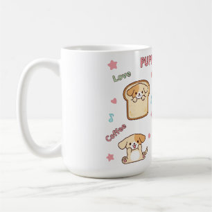 Kawaii Puppy Dream Illustration   Cute Cartoon Dog Coffee Mug