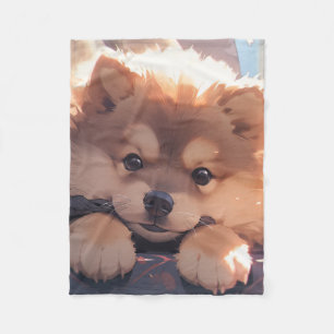 Kawaii Puppy Fleece Blanket